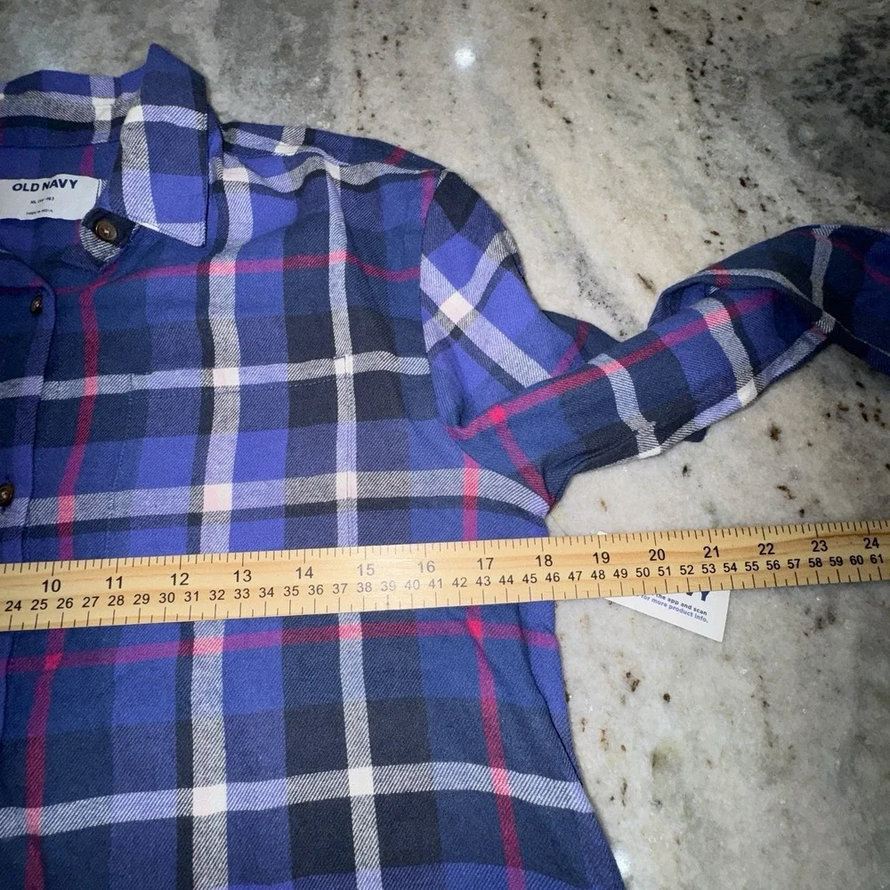 Bundle Of 2 NWT Old Navy Youth Girls XL 14/16 Plaid Flannel Shirts Colorful Boho